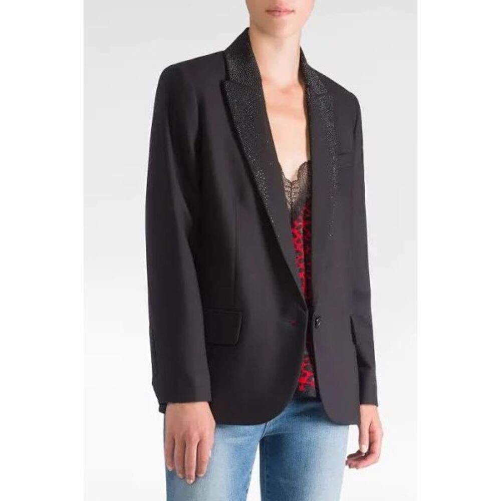 Zadig & Voltaire Viking Strass in Noir Black Rhinestones Blazer Size 40 - Picture 3 of 10